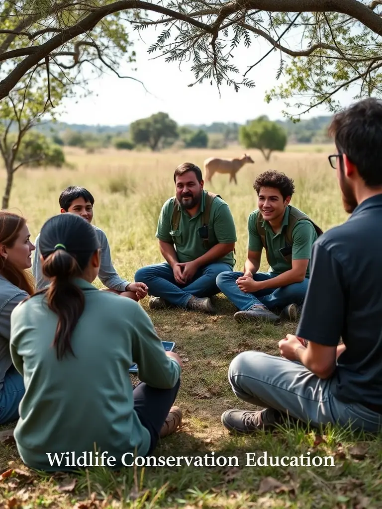A group of ACCAU members attending a training session on sustainable hunting practices, led by a local wildlife expert.